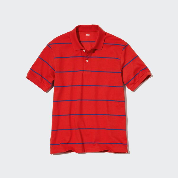 Uniqlo Dry Piqué Pruhované Polokosele Panske Červené | BIYWVX-209