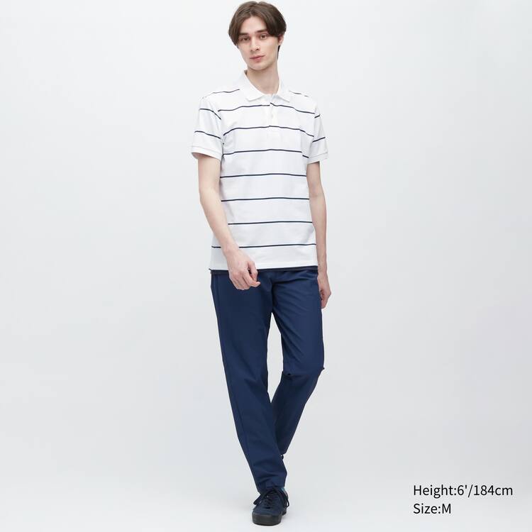 Uniqlo Dry Piqué Pruhované Polokosele Panske Biele | GMOXWQ-645