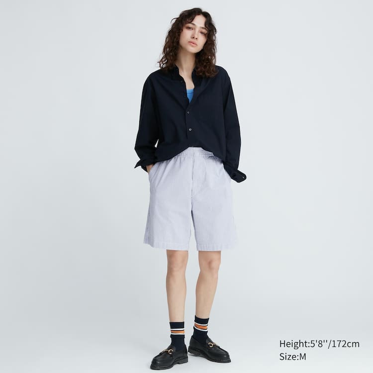 Uniqlo Dry Stretch Seersucker Easy Sortky Panske Modre | GQWNEP-925