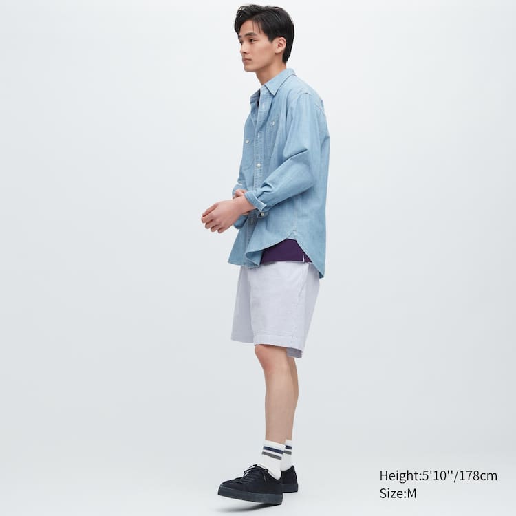 Uniqlo Dry Stretch Seersucker Easy Sortky Panske Modre | GQWNEP-925