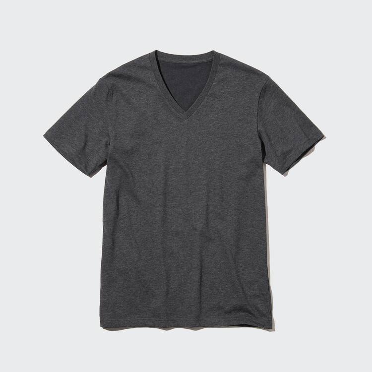 Uniqlo Dry V Neck Tricko Panske Tmavo Siva | WNOFBG-795