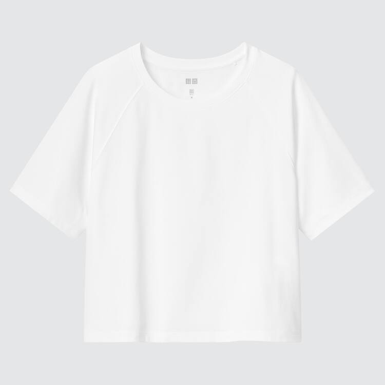 Uniqlo Dry-ex Crew Neck Cropped Tricko Damske Biele | KRHINP-023