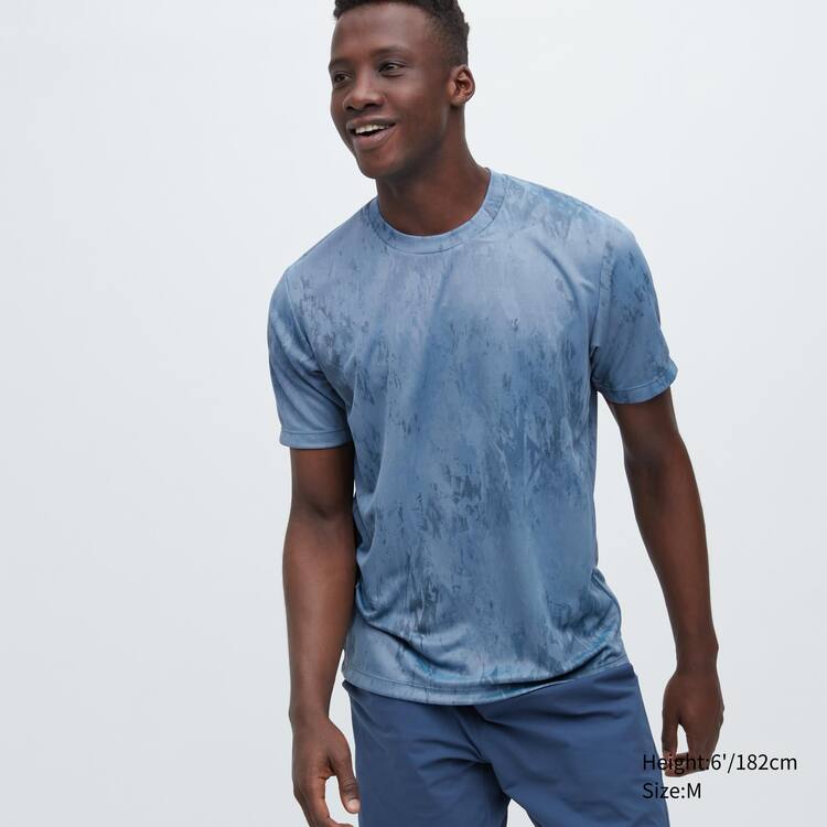 Uniqlo Dry-ex Printed Crew Neck Kratke Sleeved Tricko Panske Svetlo Modre | LHJOCP-780