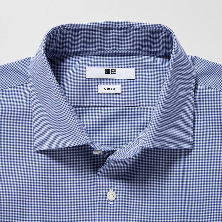 Uniqlo Easy Care Broadcloth Stretch Slim Fit (Semi-cutaway Collar) Kosele Panske Modre | IAYDKN-568