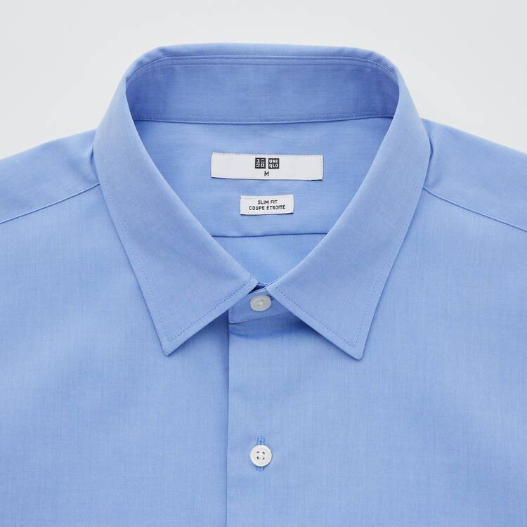 Uniqlo Easy Care Broadcloth Stretch Slim Fit (Regular Collar) Kosele Panske Modre | UPRDQW-517