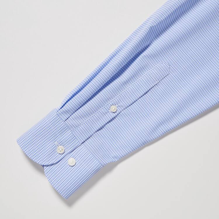 Uniqlo Easy Care Checked Stretch Slim Fit (Semi-cutaway Collar) Kosele Panske Modre | FVIJQT-364