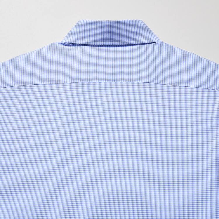 Uniqlo Easy Care Checked Stretch Slim Fit (Semi-cutaway Collar) Kosele Panske Modre | FVIJQT-364