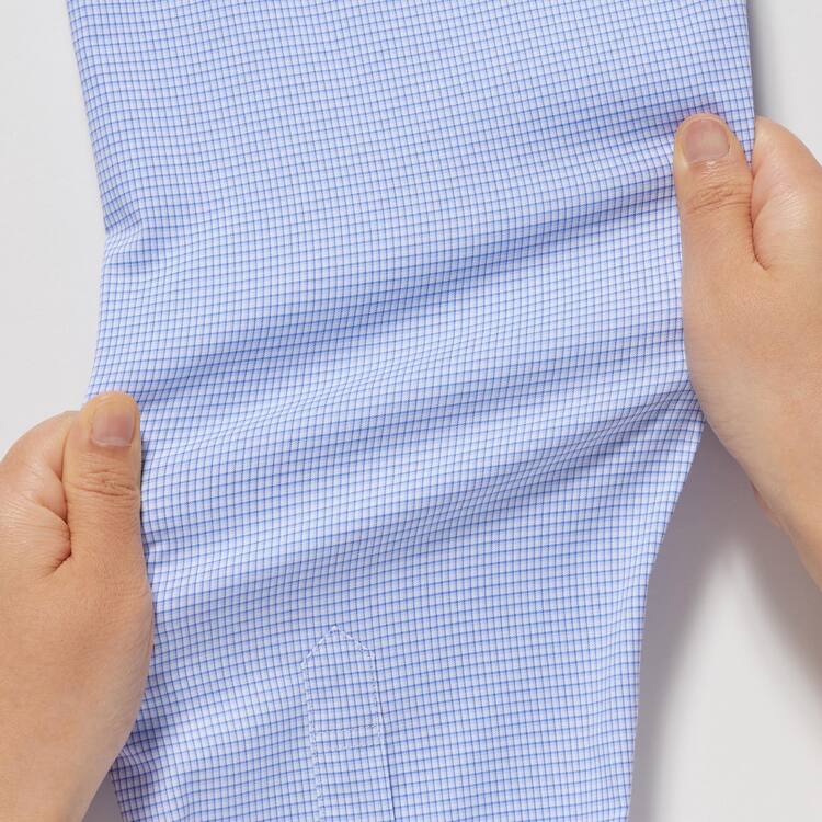 Uniqlo Easy Care Checked Stretch Slim Fit (Semi-cutaway Collar) Kosele Panske Modre | FVIJQT-364