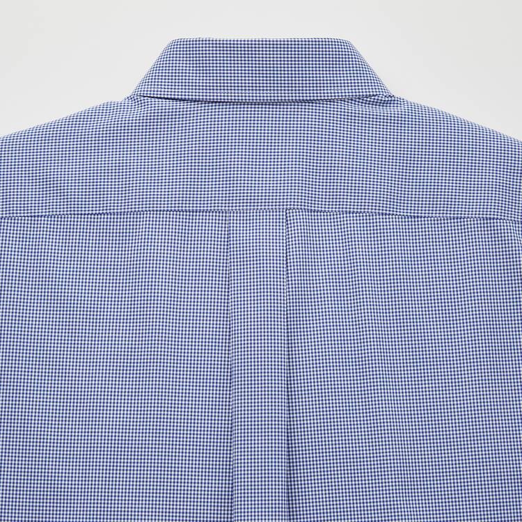 Uniqlo Easy Care Checked Stretch Slim Fit (Semi-cutaway Collar) Kosele Panske Modre | SDHKZI-180