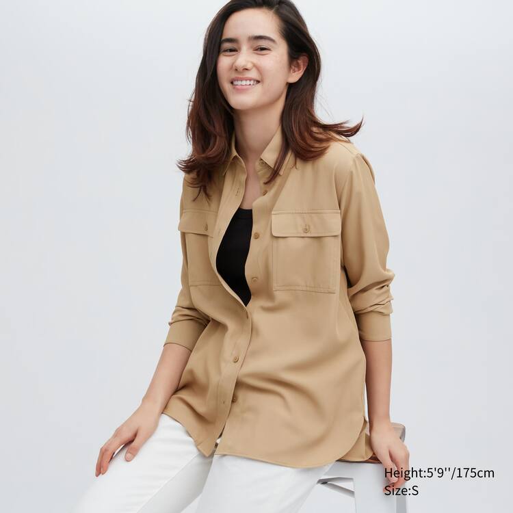 Uniqlo Easy Care Long Sleeved Kosele Damske Béžové | DFZLPH-109