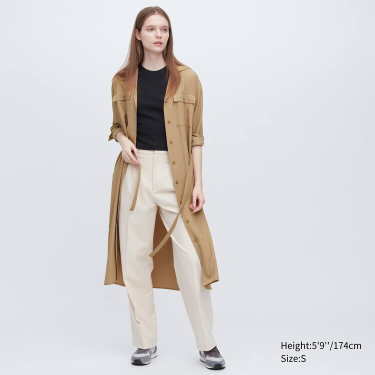 Uniqlo Easy Care Long Sleeved Saty Damske Béžové | RLMKWO-049
