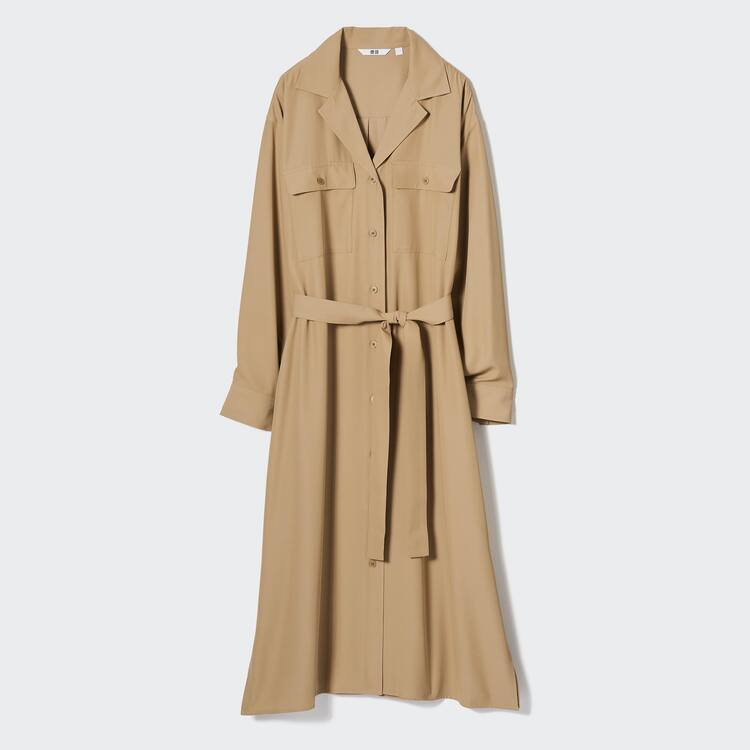 Uniqlo Easy Care Long Sleeved Saty Damske Béžové | RLMKWO-049