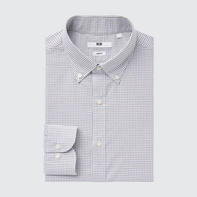 Uniqlo Easy Care Stretch Slim Fit Checked (Button-down Collar) Kosele Panske Hnede | AWSZIK-504
