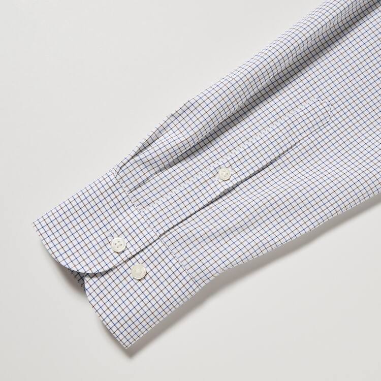 Uniqlo Easy Care Stretch Slim Fit Checked (Button-down Collar) Kosele Panske Hnede | AWSZIK-504