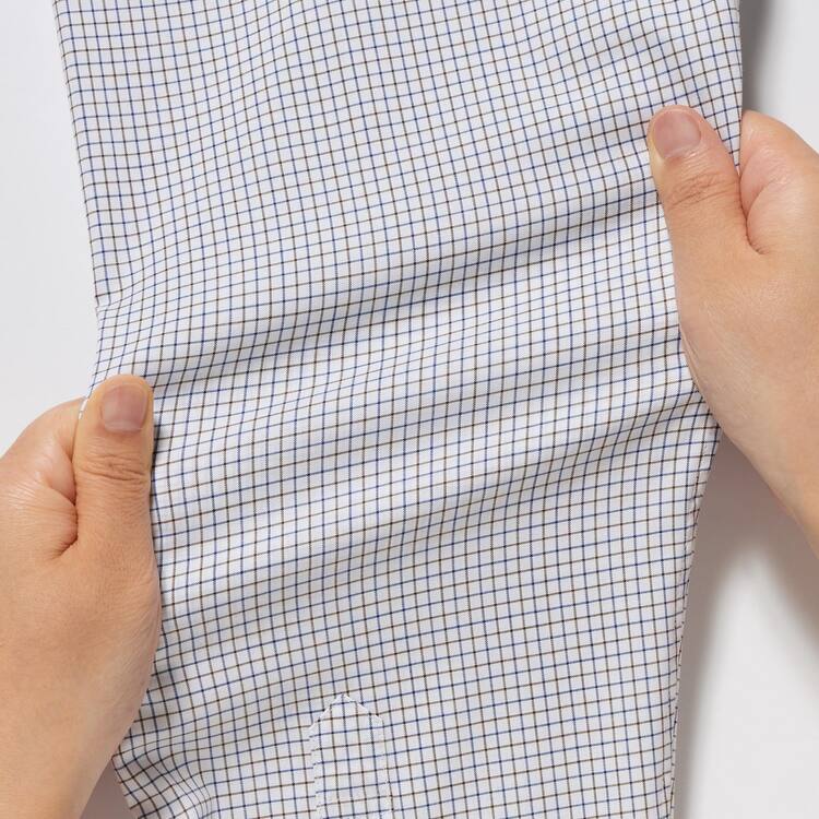 Uniqlo Easy Care Stretch Slim Fit Checked (Button-down Collar) Kosele Panske Hnede | AWSZIK-504