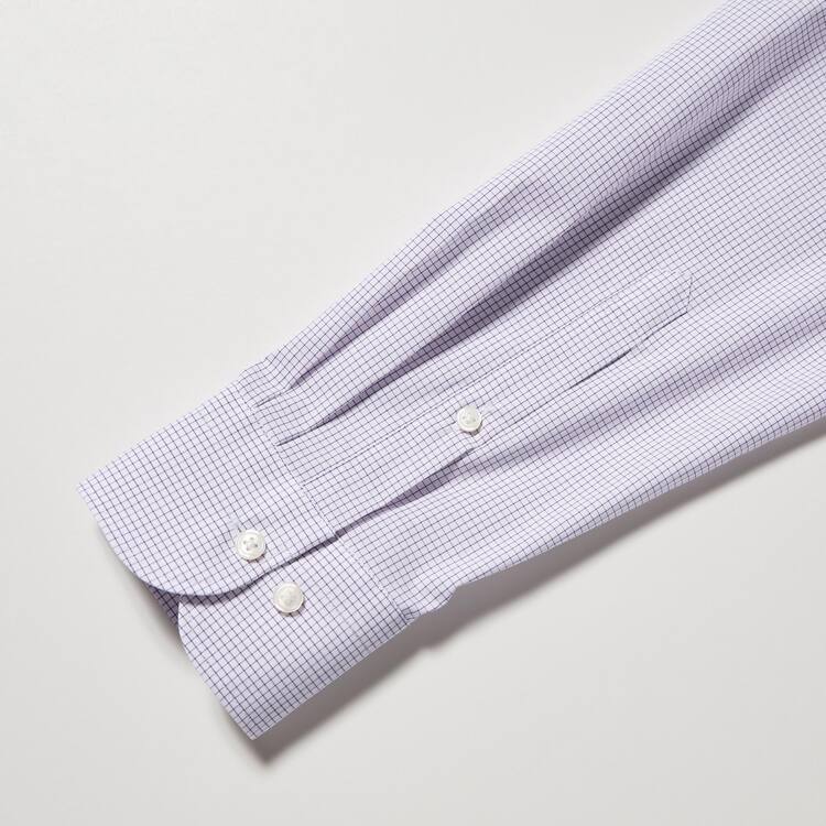 Uniqlo Easy Care Stretch Slim Fit Checked (Button-down Collar) Kosele Panske Nachový | MTZLQB-029
