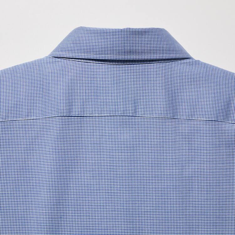 Uniqlo Easy Care Stretch Slim Fit Checked (Semi-cutaway Collar) Kosele Panske Modre | NGTEQP-571