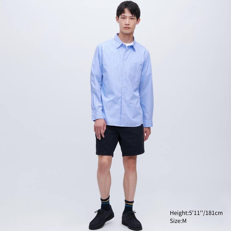 Uniqlo Extra Fine Bavlnene Broadcloth Regular Fit Pruhované Kosele Panske Modre | GTWBAO-259
