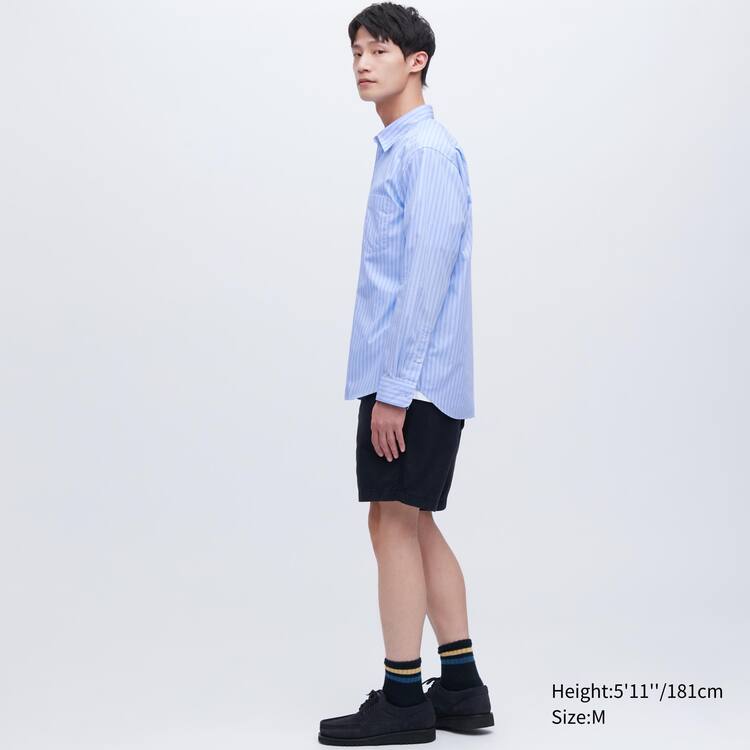 Uniqlo Extra Fine Bavlnene Broadcloth Regular Fit Pruhované Kosele Panske Modre | GTWBAO-259