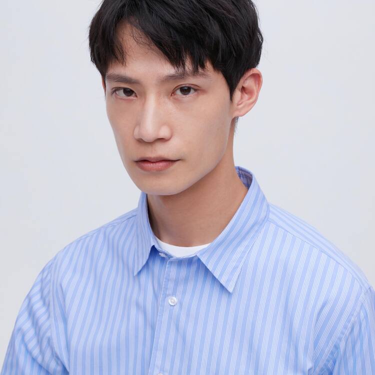 Uniqlo Extra Fine Bavlnene Broadcloth Regular Fit Pruhované Kosele Panske Modre | GTWBAO-259
