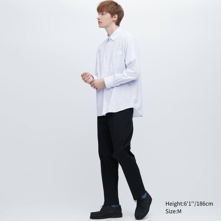 Uniqlo Extra Fine Bavlnene Broadcloth Regular Fit Pruhované Kosele Panske Modre | OXBQMG-845