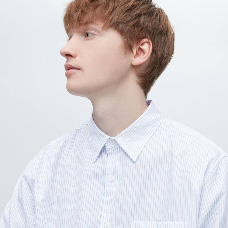 Uniqlo Extra Fine Bavlnene Broadcloth Regular Fit Pruhované Kosele Panske Modre | OXBQMG-845