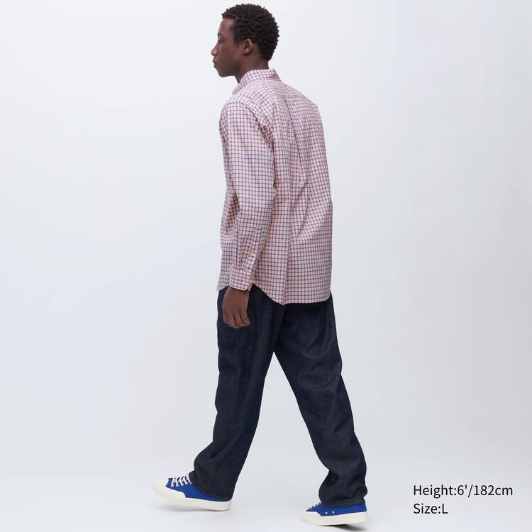 Uniqlo Extra Fine Bavlnene Broadcloth Regular Fit Checked (Button-down Collar) Kosele Panske Ruzove | SBYRPJ-960