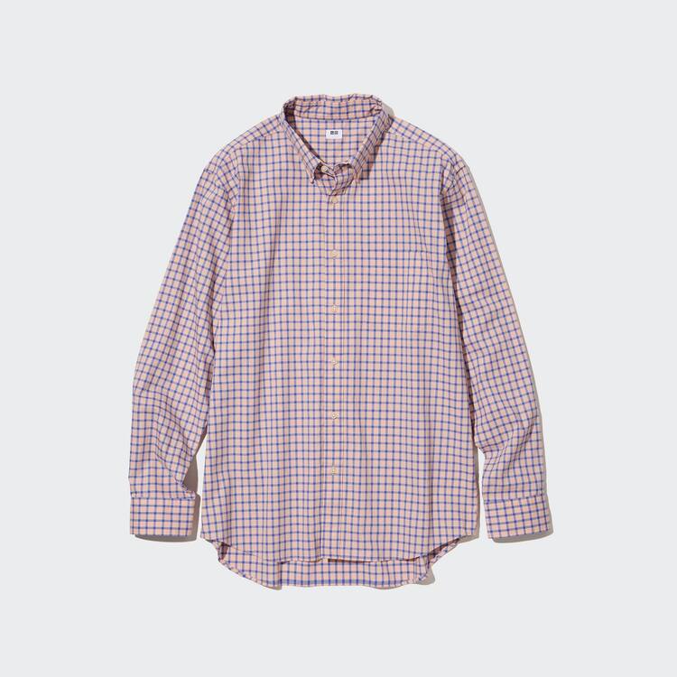Uniqlo Extra Fine Bavlnene Broadcloth Regular Fit Checked (Button-down Collar) Kosele Panske Ruzove | SBYRPJ-960