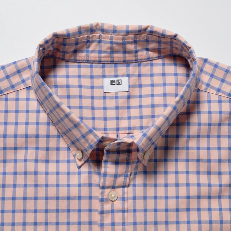 Uniqlo Extra Fine Bavlnene Broadcloth Regular Fit Checked (Button-down Collar) Kosele Panske Ruzove | SBYRPJ-960