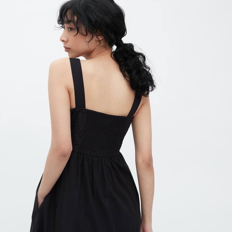 Uniqlo Eyelet Bavlnene Bez Rukavov Midi Saty Damske Čierne | DPXJMW-957