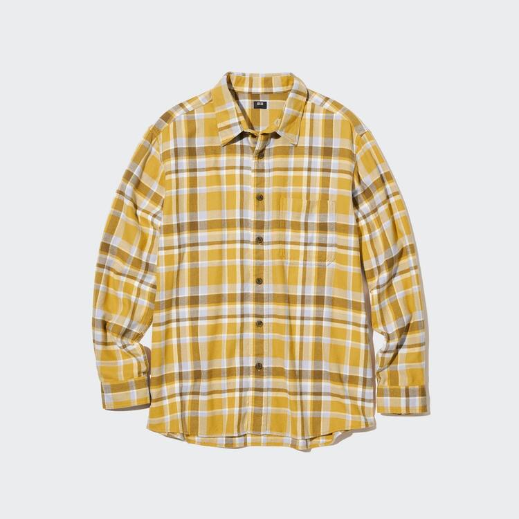 Uniqlo Flannel Checked Regular Fit (Regular Collar) Kosele Panske Žlté | ZXKNMQ-863