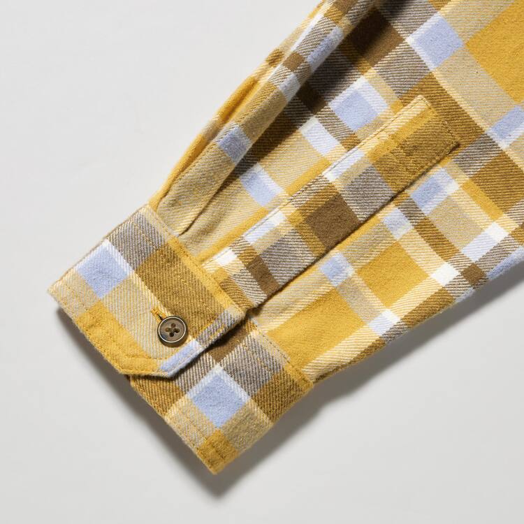Uniqlo Flannel Checked Regular Fit (Regular Collar) Kosele Panske Žlté | ZXKNMQ-863