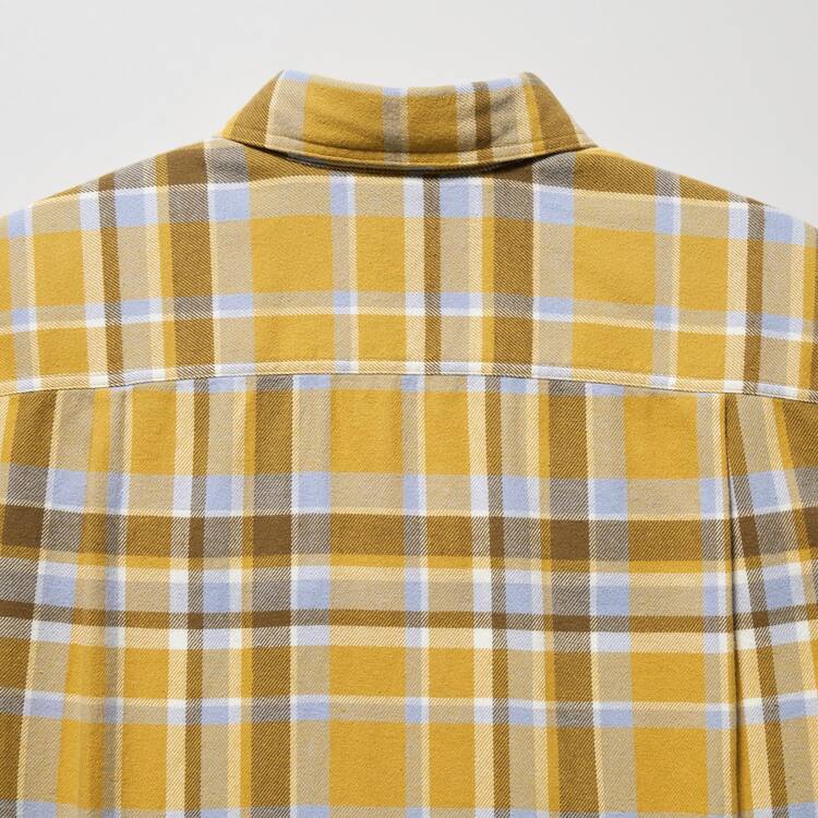 Uniqlo Flannel Checked Regular Fit (Regular Collar) Kosele Panske Žlté | ZXKNMQ-863