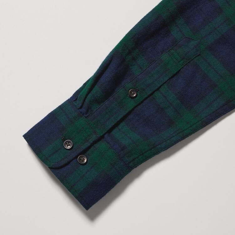 Uniqlo Flannel Regular Fit Checked (Button-down Collar) Kosele Panske Tmavo Zelene | UKJIVH-706