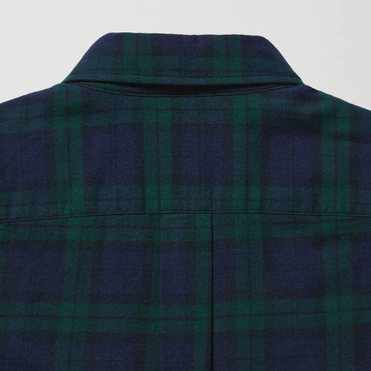 Uniqlo Flannel Regular Fit Checked (Button-down Collar) Kosele Panske Tmavo Zelene | UKJIVH-706