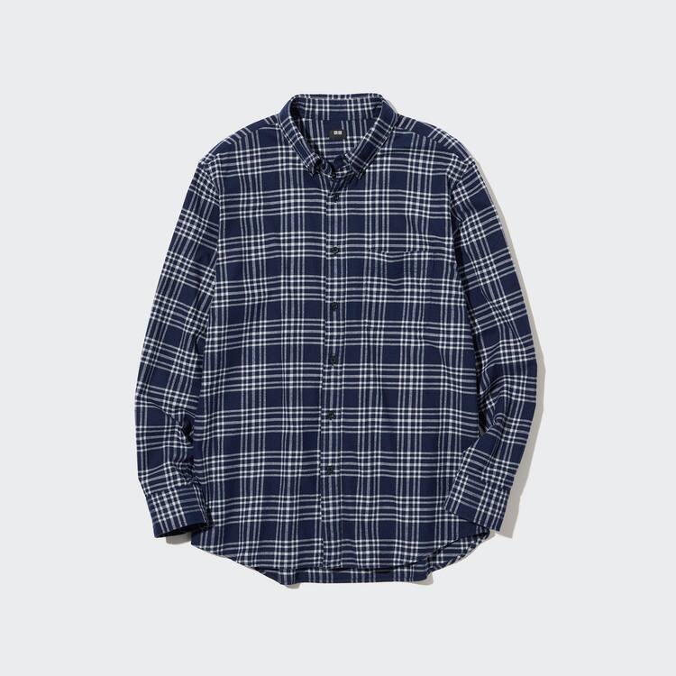 Uniqlo Flannel Regular Fit Checked (Button-down Collar) Kosele Panske Námornícka Modrá | XWTLIK-706