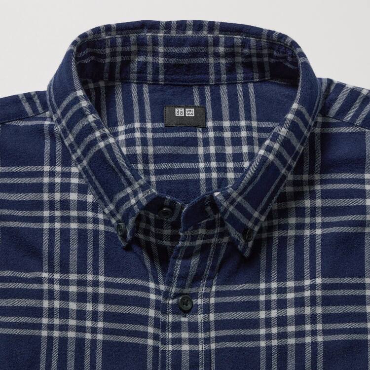 Uniqlo Flannel Regular Fit Checked (Button-down Collar) Kosele Panske Námornícka Modrá | XWTLIK-706