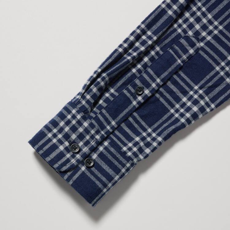 Uniqlo Flannel Regular Fit Checked (Button-down Collar) Kosele Panske Námornícka Modrá | XWTLIK-706