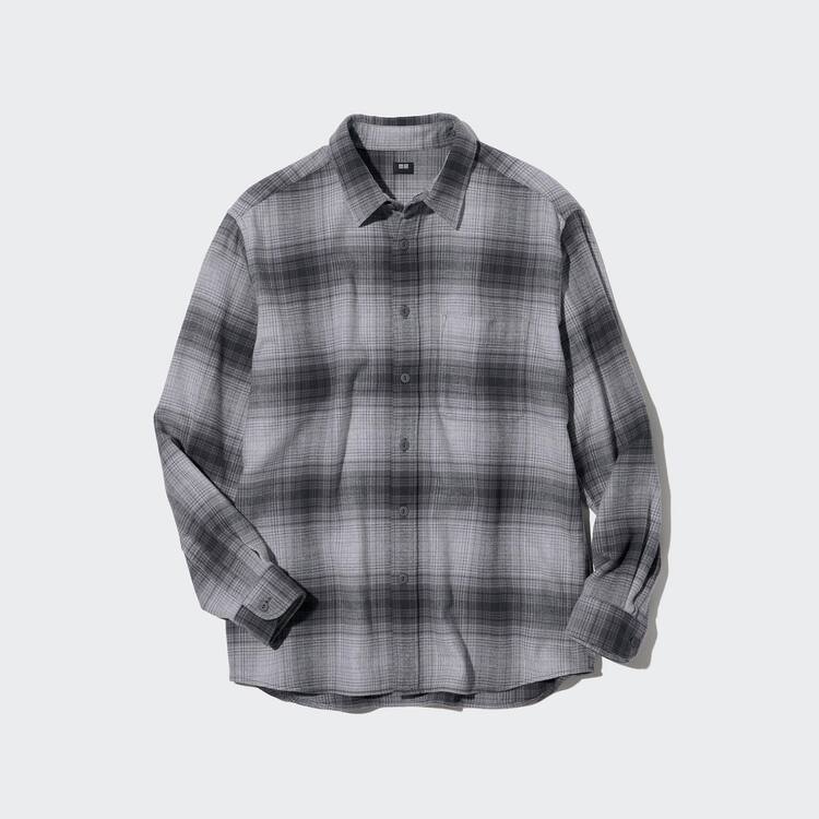 Uniqlo Flannel Regular Fit Checked (Regular Collar) Kosele Panske Siva | EKDWCH-523