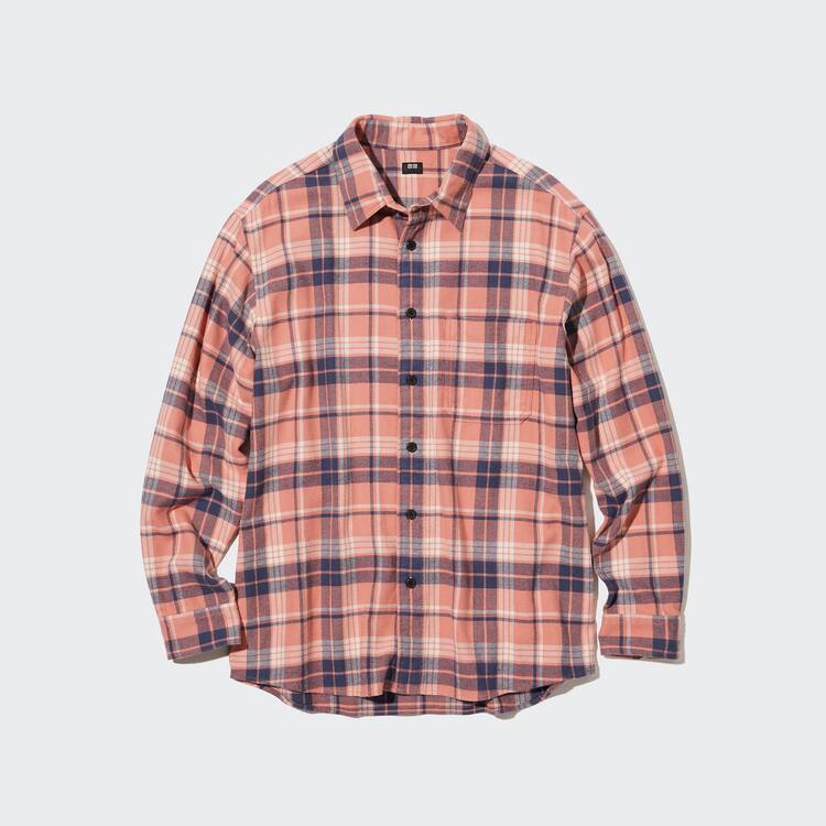 Uniqlo Flannel Regular Fit Checked (Regular Collar) Kosele Panske Ruzove | NTYLXE-136