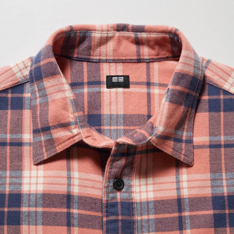 Uniqlo Flannel Regular Fit Checked (Regular Collar) Kosele Panske Ruzove | NTYLXE-136