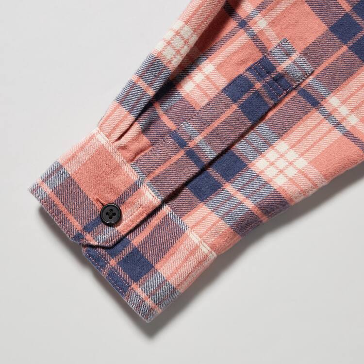 Uniqlo Flannel Regular Fit Checked (Regular Collar) Kosele Panske Ruzove | NTYLXE-136