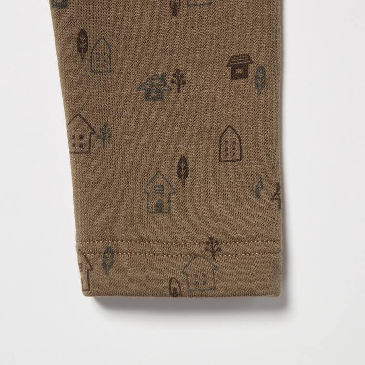 Uniqlo Fleece House Print Leginy Pre Babatka Hnede | NZBYUH-179