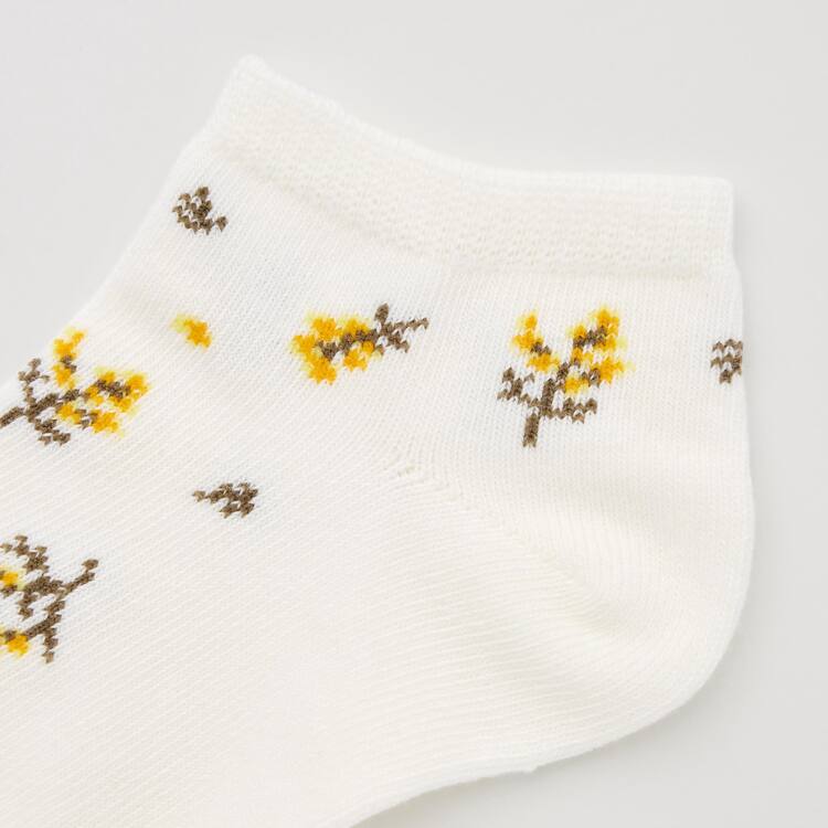 Uniqlo Flower Print Kratke (Three Pairs) Ponozky Detske Krém Žlté Modre | IYPWBE-134