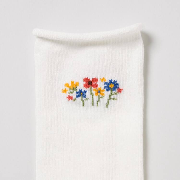Uniqlo Flower Print Regular (Three Pairs) Ponozky Detske Biele Nachový Námornícka Modrá | ESTOKC-467