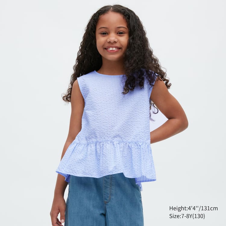 Uniqlo Gathered Pruhované Kratke Sleeved Kosele Detske Modre | ETKSUY-782
