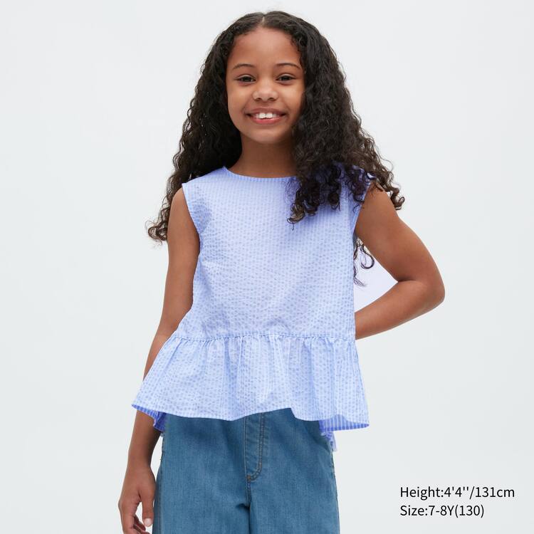 Uniqlo Gathered Pruhované Kratke Sleeved Blúzky Detske Modre | GVABWO-254