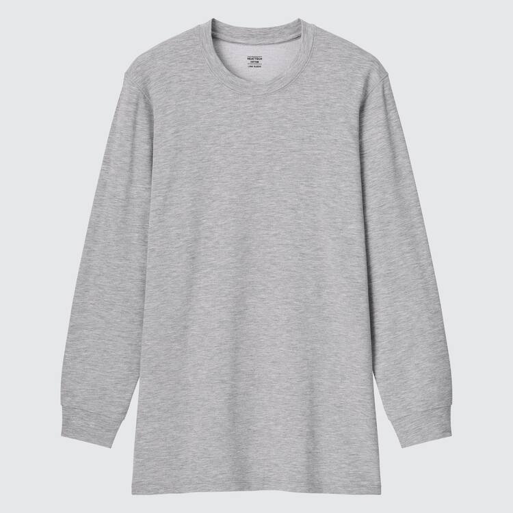 Uniqlo Heattech Extra Warm Bavlnene Heather Crew Neck Long Sleeved Thermal Topy Panske Siva | XNVYHD-681