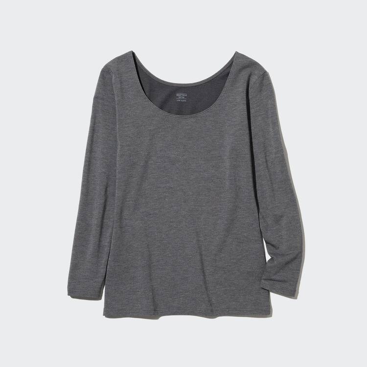 Uniqlo Heattech Extra Warm Bavlnene Scoop Neck Long Sleeved Thermal Topy Damske Tmavo Siva | NETBCV-154