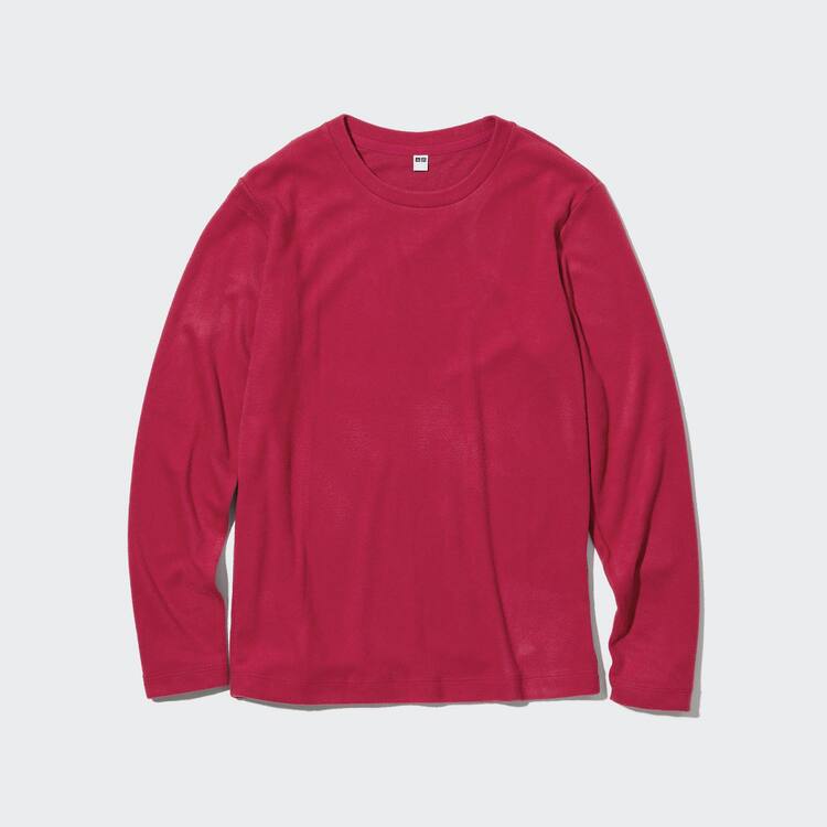 Uniqlo Heattech Fleece Crew Neck Long Sleeved Thermal Topy Damske Červené | OFPKTW-510